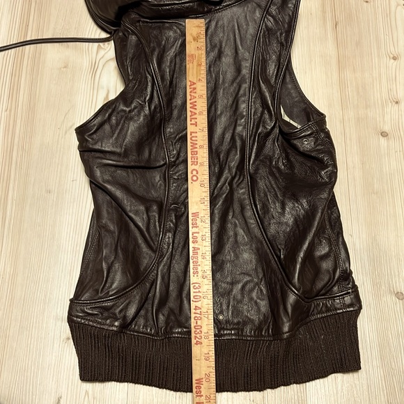 Mike & Chris Brown Leather Hoodie Vest - Picture 9 of 9